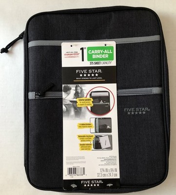   NEW Mead Five Star 3-ring  1  Carry-All Binder Dark Gray , School , Work  