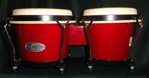 TOCA Percussion SYNERGY Wood Bongo Drums RED 6" & 6-3/4" Heads Weighs 6 lbs LOOK