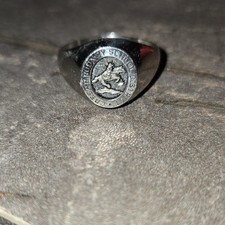 Silver Tone University Seal Ring College & Un...