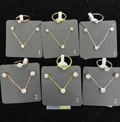 925 Silver Moissanite Round Shape Jewelry Set Pendant Earrings Ring Gift