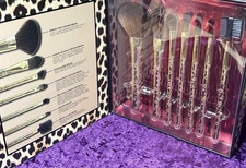 Juicy Couture Makeup Brush Set Gold Leopard Cheetah Print Cosmetic Gift Set