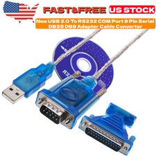 New USB 2.0 To RS232 COM Port 9 Pin Serial DB25 DB9 Adapter Cable Converter