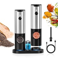 2X GewüRzmüHle SalzmüHle PfeffermüHle Elektrisch Led Edelstahl KüChe GewüRze Set