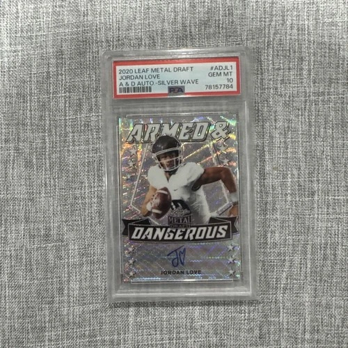 2020 Jordan Love Leaf Metal Draft Silver Wave Auto Armed And Dangerous #14/50