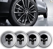 4PCS Car Wheel Hub Center Cap Sticker, 2.2" Personalized Metal Wheel Silver