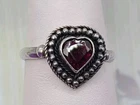 Vintage FAS Sterling Silver 925 Red Garnet Heart Ring 7