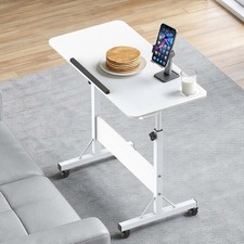 Beistelltisch,Laptoptisch Computertisch mit Rollen,Schublade,Becherhalter