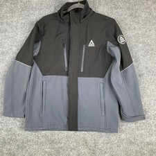 Reebok Jacket Boys Size 14/16 Black Gray Softshell Full Zip Outdoor Activewear