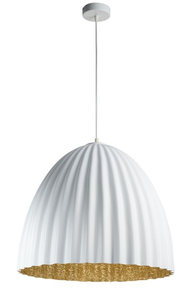 Metall Pendel Leuchte Gold Weiß Loft Design E27 Geriffelte HäNgelampe KüChe-image
