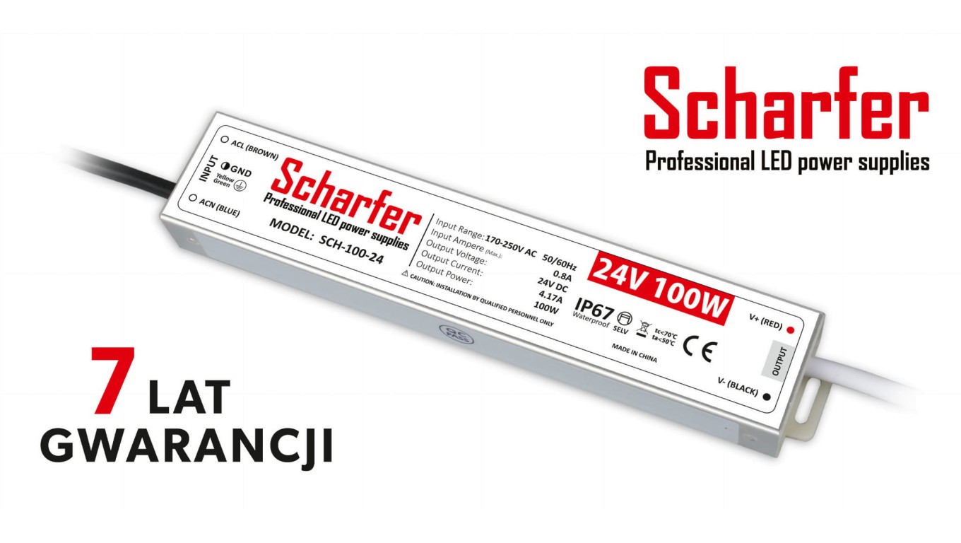 Герметичный светодиодный светильник Zasilacz 24V 100W Scharfer 7Y