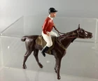 BRITAINS ? HILLCO ? HEYDE ? 8.8 CMS TALL HIGH RACE HORSE & JOCKEY PAINTED