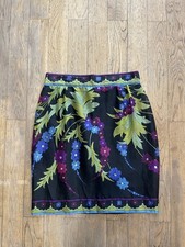 Vintage 90s Pucci Black Floral Silk Skirt