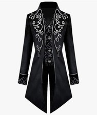   Steampunk Gothic Men Tailcoat Jacket Tail Coat Halloween Costume Large   