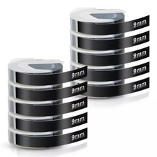 10PCS For DYMO Organizer Xpress Label Maker 3D Embossing Tape 520109 Black 3/8"