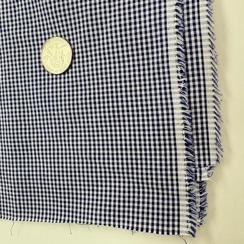Navy Gingham Check Fabric 43" x 28" Half Yard Tiny Plaid Retro Country Cottage