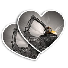 2x Vertical Vinyl Sticker 360 Excavator Construction Machine Digger #50005