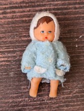 Vintage Soviet Period GDR Germany Rubber Toy Baby Girl in Winter Dress USSR