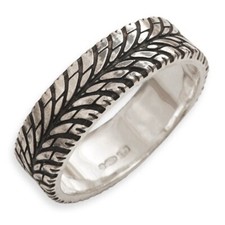 Solid Sterling Silver TYRE Tread RING / Band (Handmade & Hallmarked UK)