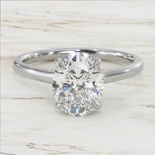 2.50Ct White Oval Cut CZ Solitaire Engagement Wedding 925 Sterling Silver Ring