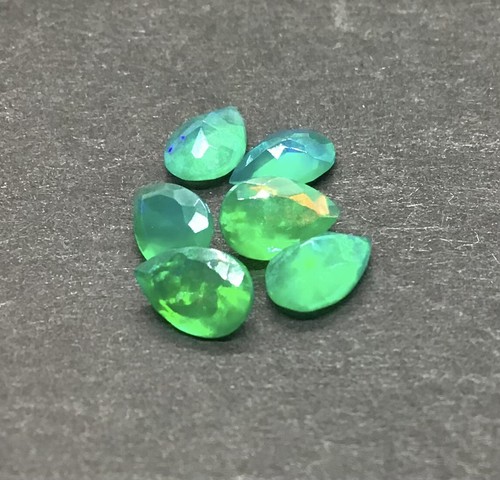 AAA Natural Ethiopian Green Opal Fire Pear Cut Loose Gemstone Assorted Jewelry - Imagen 13 de 24