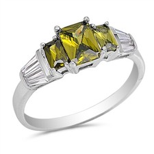 Sterling Silver 2.5 cttw Green And Clear Cubic Zirconia Ring