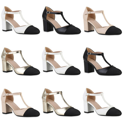 Damen Mary Janes Pumps Klassische Spangenschuhe Basic Schuhe 841391 Mode