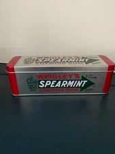 Wrigley's Spearmint Chewing Gum Collectible 6.5 Inch Silver Tin *EMPTY*
