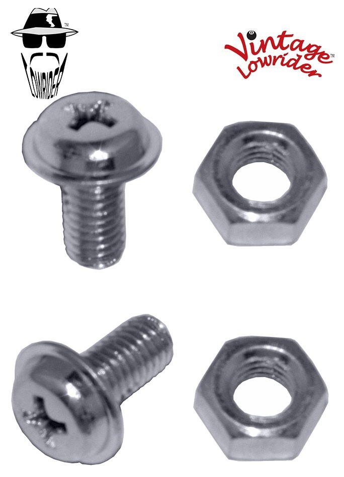 Vintage Lowrider Fender 8x5mm 1 PAIR Bolt & Nuts Lowrider Bicycle Cruiser Chrome