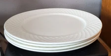 Mikasa Trellis 9" Salad Plates Bone China White Set of 4 Excellent Condition