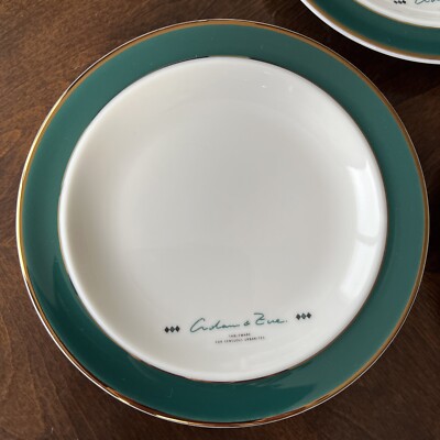 TACHIKICHI ADAM & EVE 5 Dessert Plates Green Band Gold Rim 6 5/8