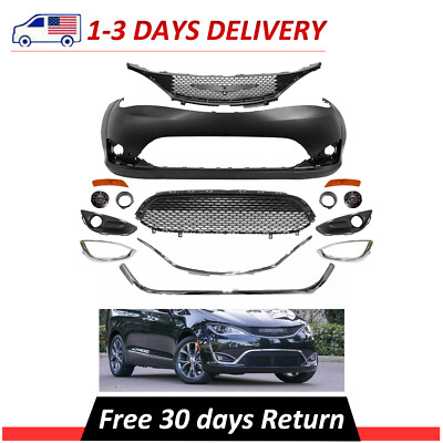 New Complete Front Bumper Cover with Fog Lamp Fits 2017-2020 Chrysler Pacifica