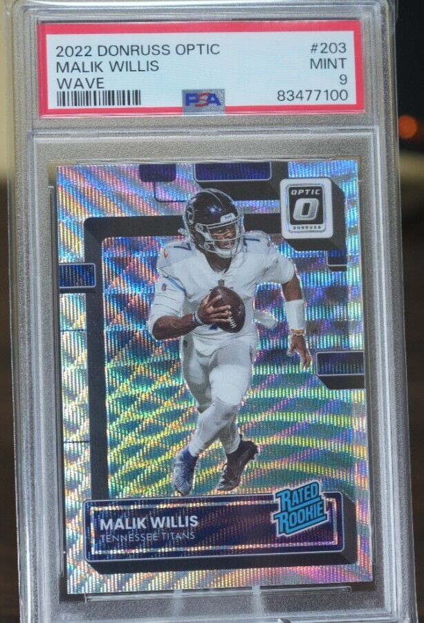 Malik Willis 2022 Donruss Optic Wave Rookie Card #203 - /300 PSA 9 Mint POP 4!