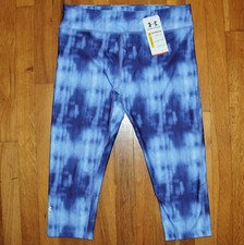 Image of Under Armour HeatGear Printed Capri Leggings Womens L 1258599-591 Compression