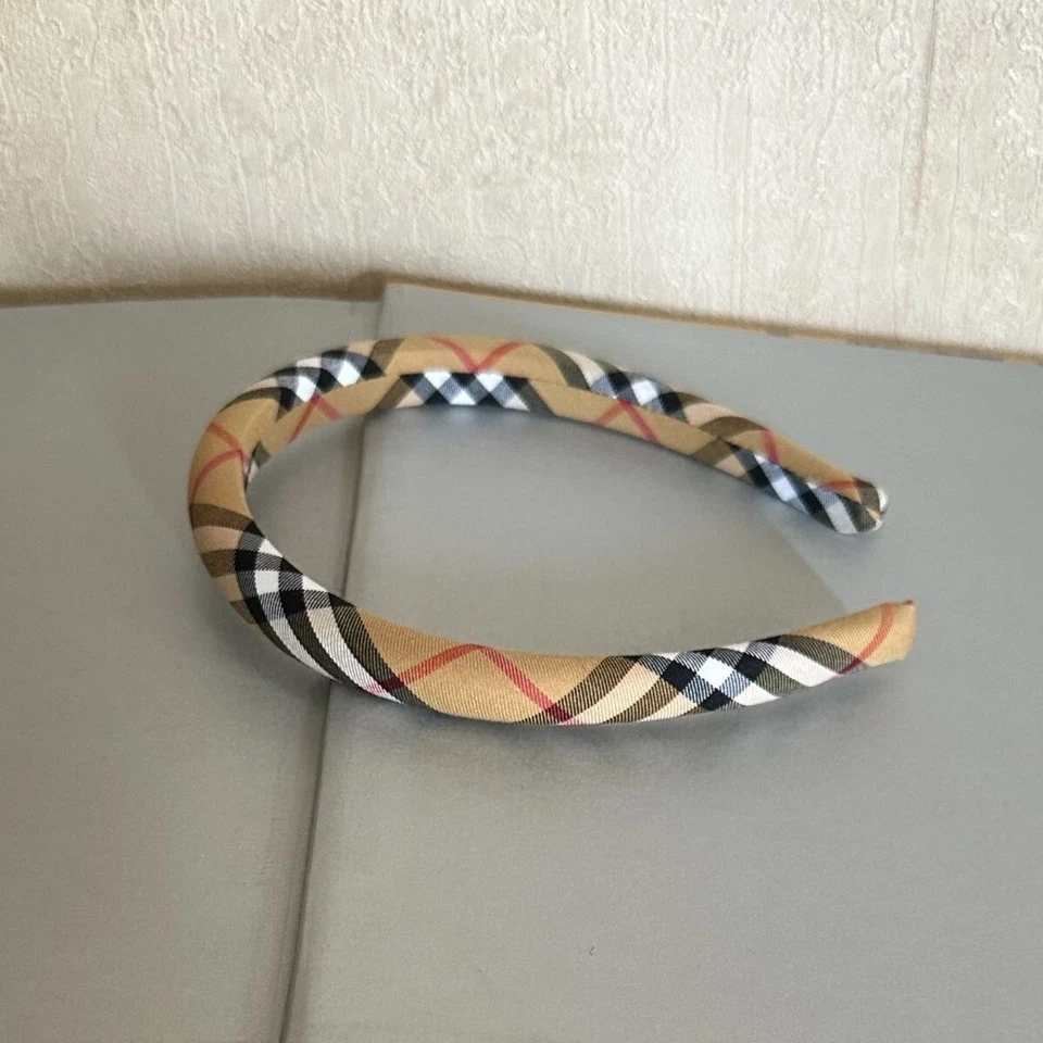 Beige Plaid Headband Hair Band Head Wrap Fashion Classic Tartan - NEW - Image 2 of 3