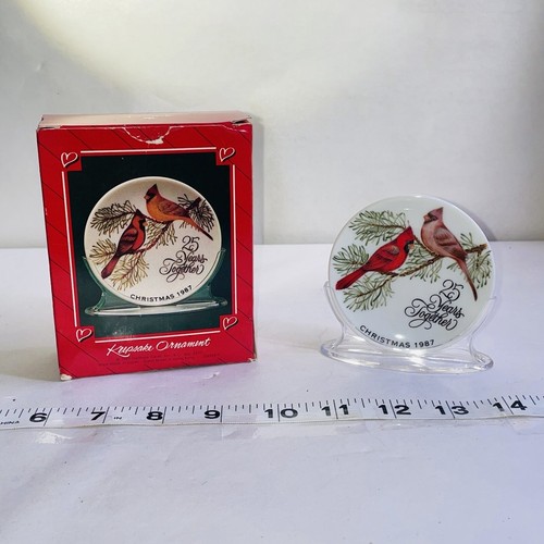 Hallmark Keepsake Ornament Cardinals 25 Years Together CHRISTMAS 1987 Porcelain - Picture 2 of 11
