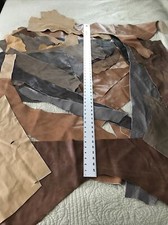 Bulk Scrap Cowhide Upholstery Leather 5  lbs Mixed Brown Tan Colors Pieces