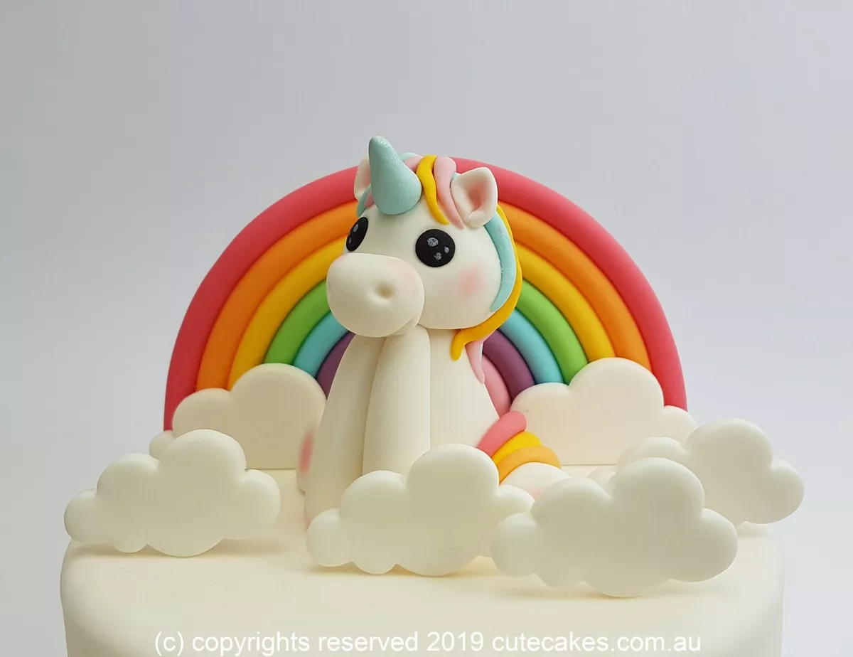 Edible Large Baby Unicorn Rainbow Cake Topper 3D Birthday Fondant ...