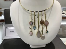 SIORO COLLECTION STERLING SILVER GOLD PLATED GEMSTONE NECKLACE