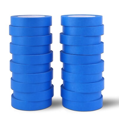 12 Rolls Blue Painters Masking Tape, 1 Inch x 60 Yards 5.5 Mil, Walls Painting