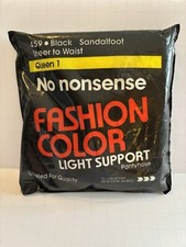 1990 New No nonsense 459 Black Sheer to Waist Pantyhose Queen 1 Fashion Color