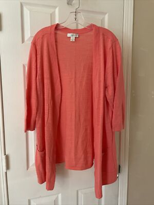 Christopher & Banks Women Gorgeous Beautiful ￼Pink Open Cardigan Sz 1XL