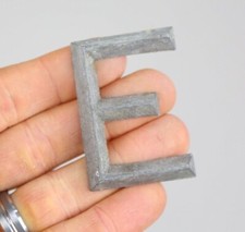 Vintage metal Letter E alphabet industrial initial craft marquee sign name badge