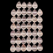 40 Pcs Natural Rose Quartz 12x8mm Pear Cabochon Loose Untreated Gemstones Lot