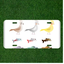 Custom Personalized License Plate With Creative Design Art With Birds And FIsh