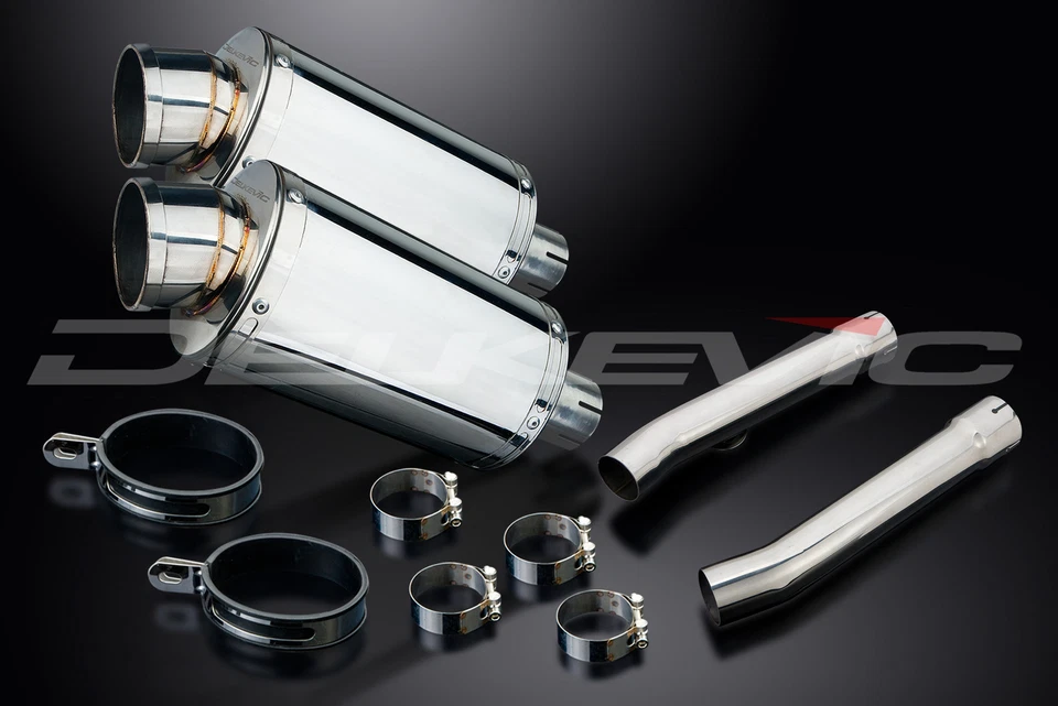 Kit silenciador escape acero inoxidable ovalado 9" Slip On Honda CBR1100XX Blackbird 1996-09 Foto 3 de 4