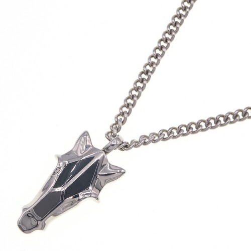Hermes Necklace Destrier H077343FPAA Silver Metal Buffalo Horn Used Pendant