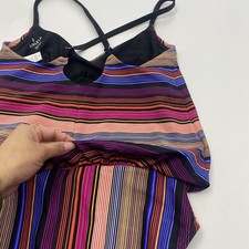 Athleta Womens striped one piece swimsuit 32B/C Multicolor Summer Beach Used
