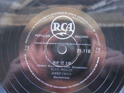 ELVIS PRESLEY 78 RPM RIP IT UP / WHEN MY BLUE MOON TURNS TO GOLD SA RCA 71.118