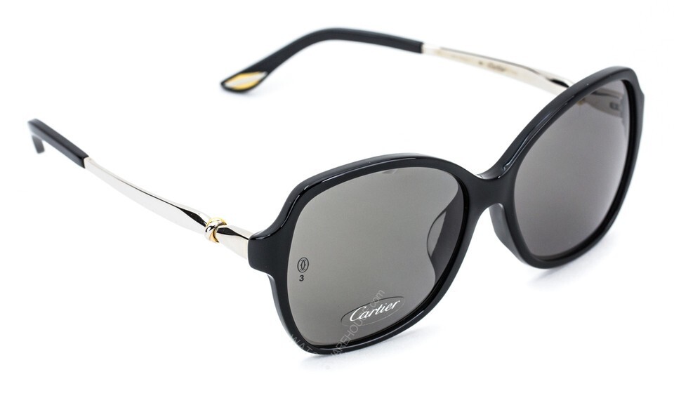 CARTIER Trinity Black Composite Gray Lens Women's Sunglasses