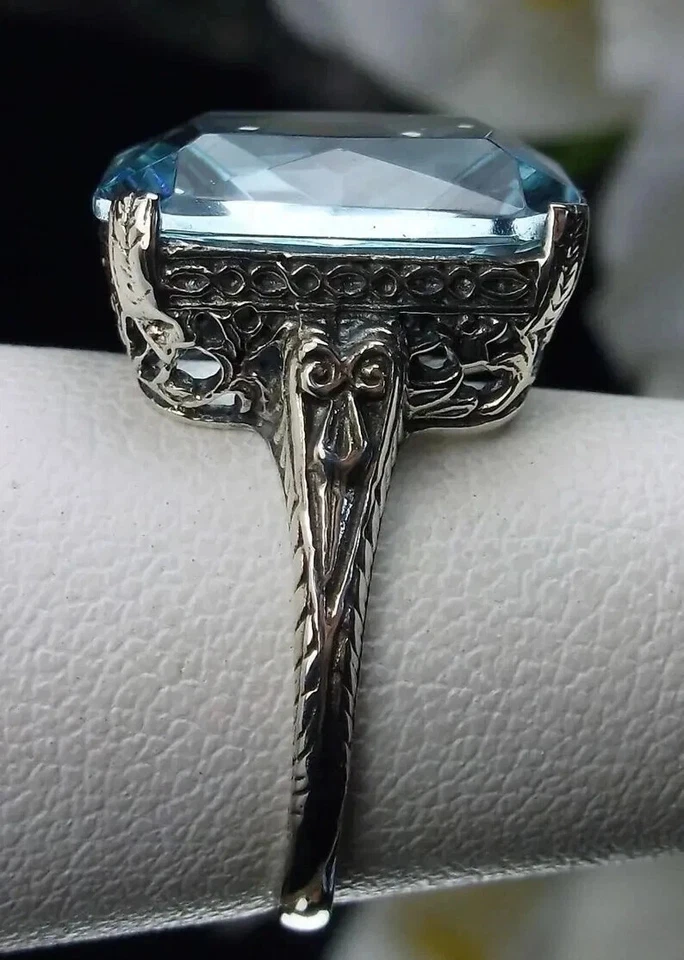 4.80 Ct Emerald Cut Natural Aquamarine Diamond Engagement Ring 14K White Gold - Image 4 of 4